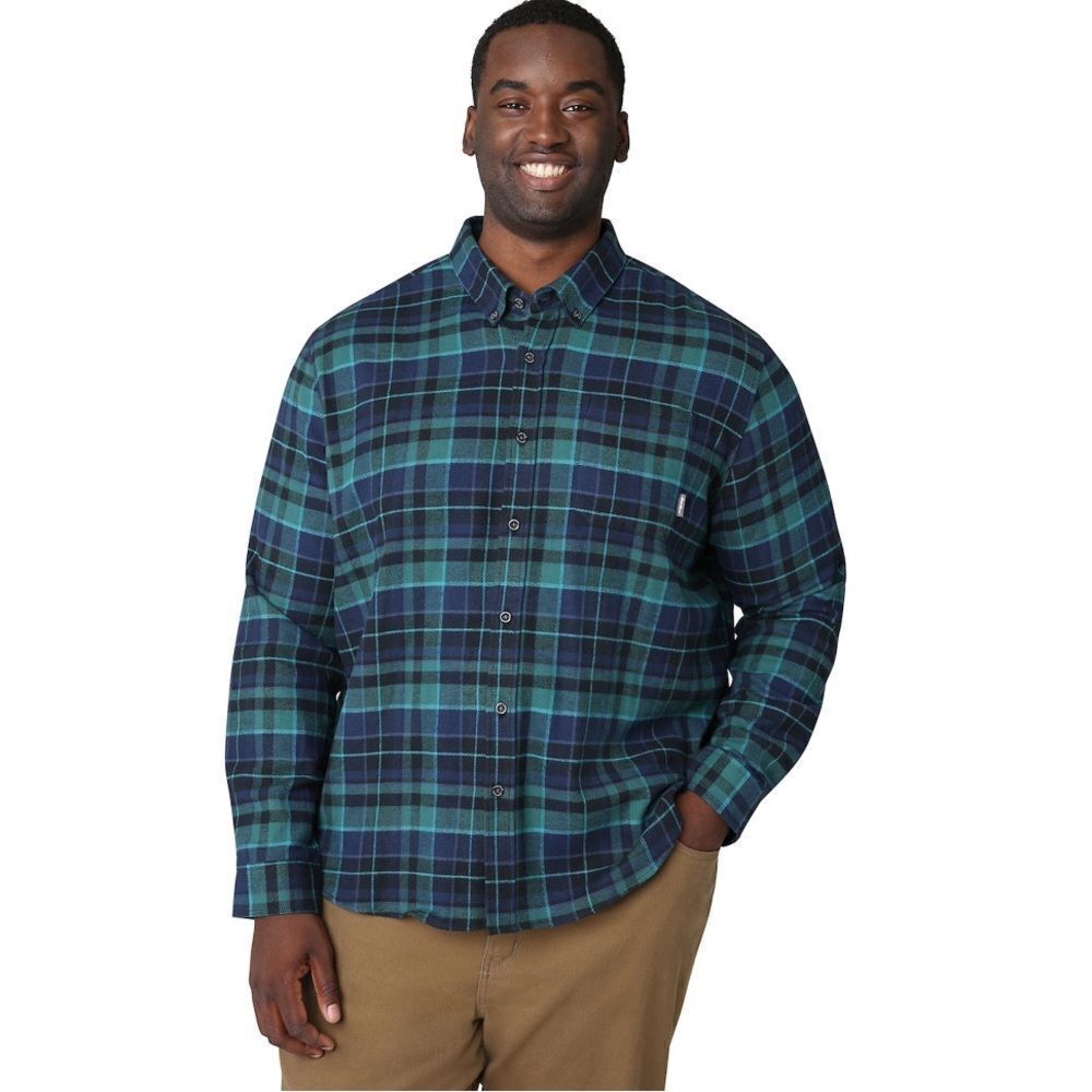 Eddie Bauer Men's Everyday Flex Flannel Shirt Regular Fit Plaid Dark Teal Size S